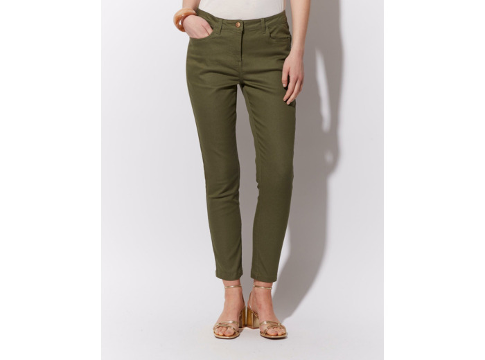 Pantalon 7/8 slim uni KAKI Femme
