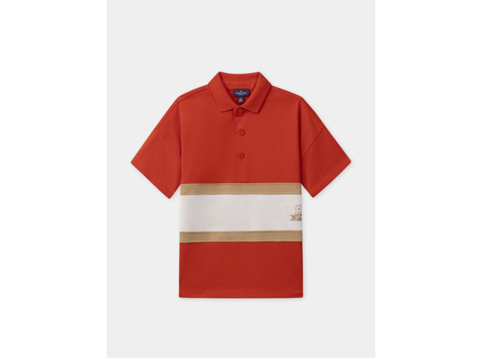 Polo rouge et blanc à rayures marron Garçon