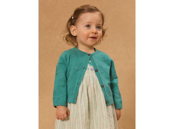 Cardigan ajouré fleurs