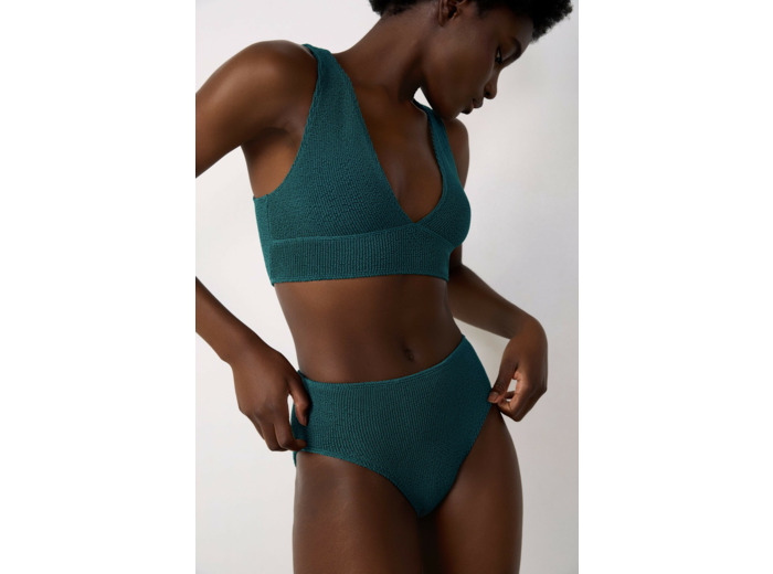 Culotte bikini taille haute en matière extensible bas de maillot