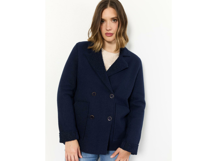 Manteau mi-long uni MARINE Femme