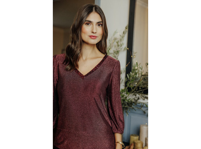 T-Shirt Fêtes Col V Seequins