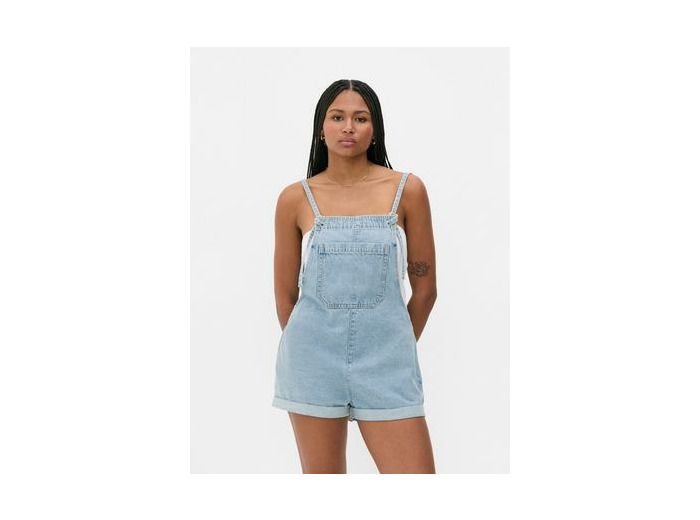 Combi-short en jean avec poche sur le devant