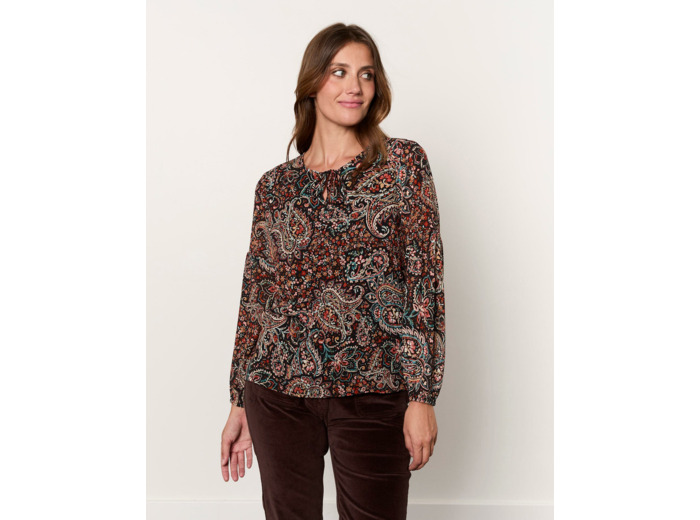 Blouse manches longues imprimée NOIR Femme