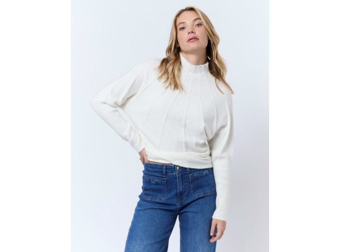 Pull fin en mélange laine uni ECRU Femme