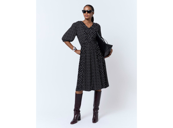 Robe midi imprimée NOIR