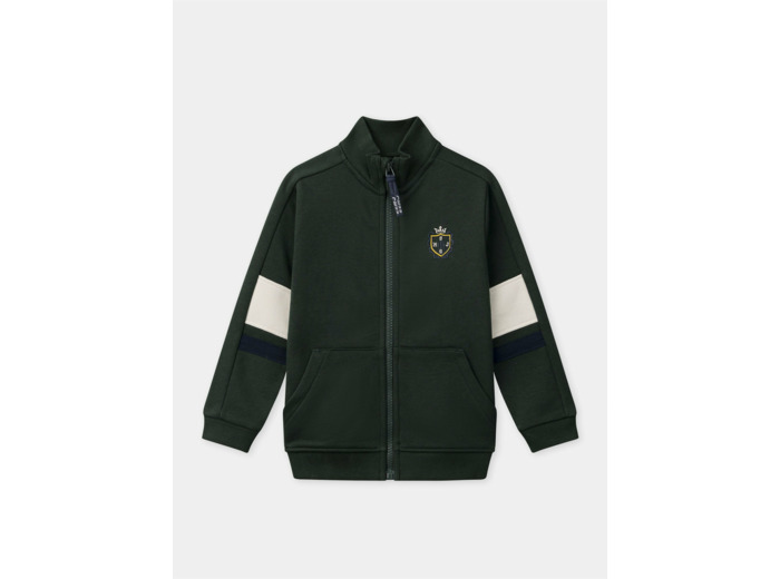 Sweat zippé vert foncé Garçon