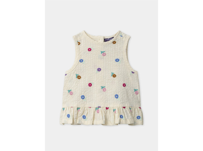 Blouse écrue à broderies fleuries sans manches Bébé Fille