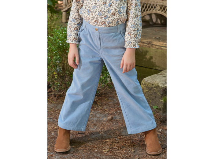 Pantalon bleu en velours côtelés