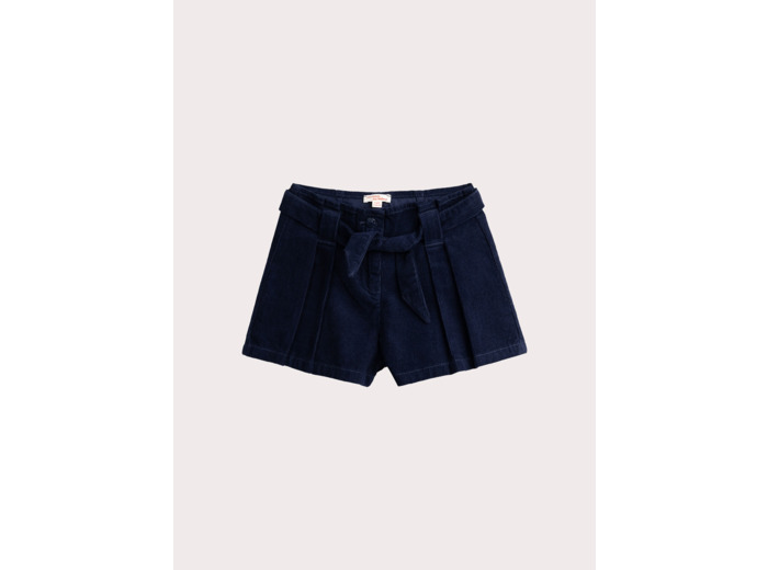 Short paper bag marine en velours côtelé pour fille