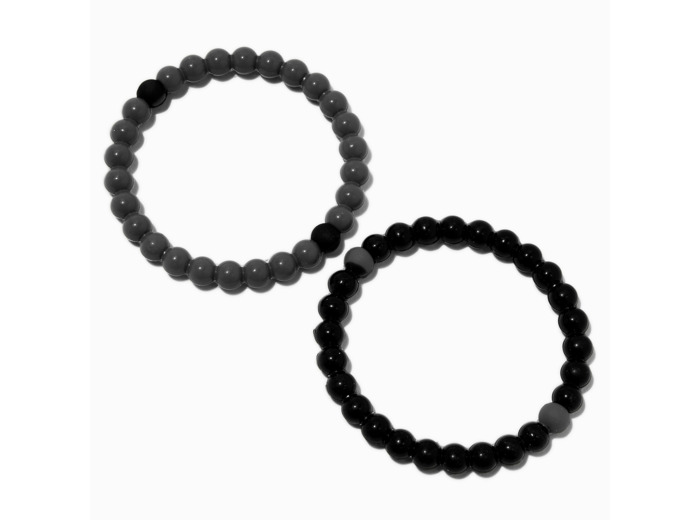 Bracelets porte-bonheur noir et gris - Lot de 2