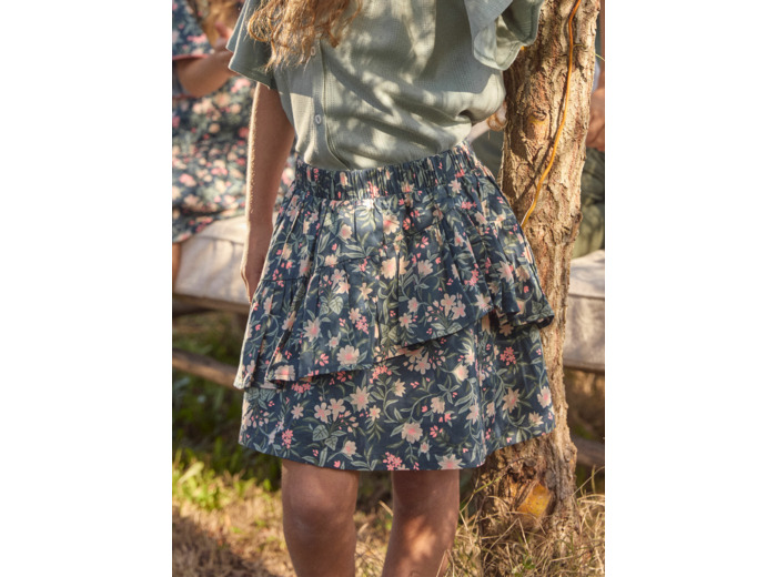 Jupe fleurie à volants