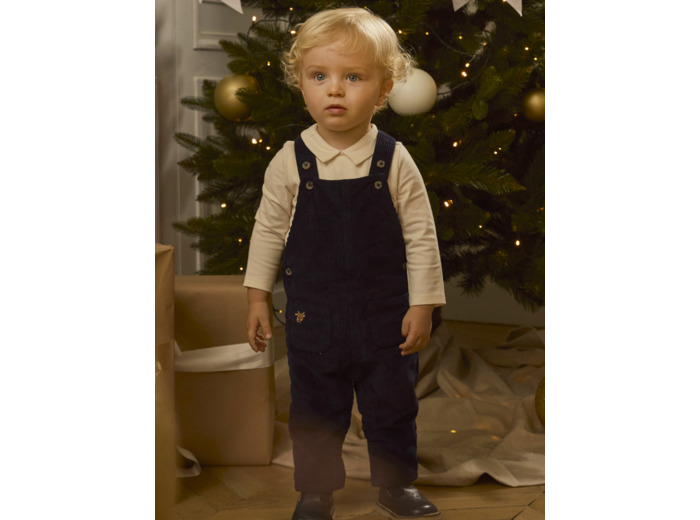 Salopette en velours côtelé avec détails de Noël