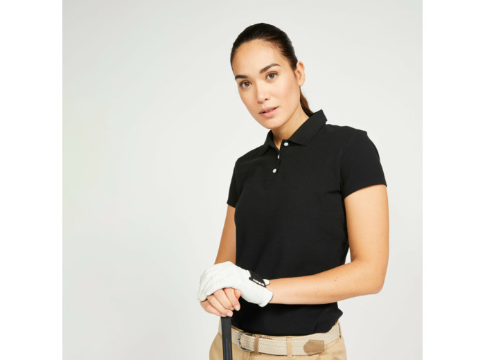 Polo golf 100% coton manches courtes Femme - MW100 noir