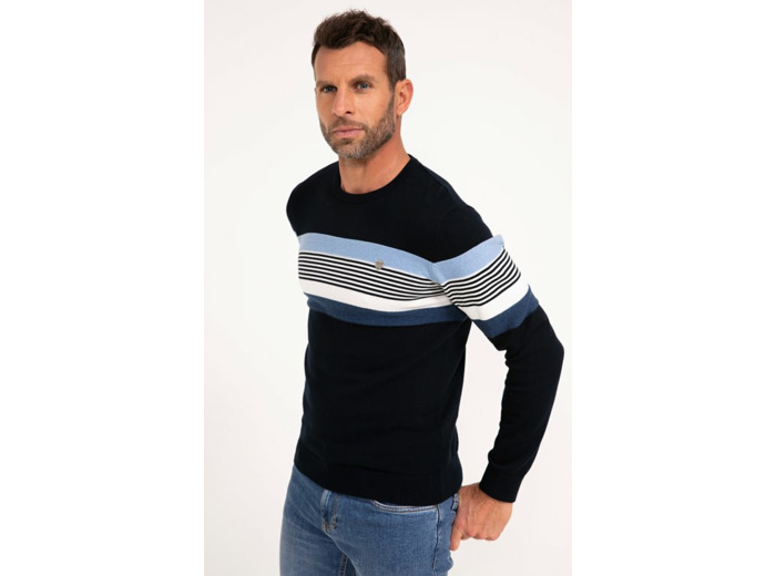Pull col rond rayé Blueray