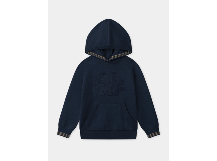 Sweat à capuche bleu foncé à broderie "SGMJ" Garçon