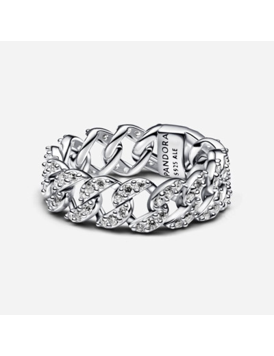 Bague Maille Cubaine Pavée